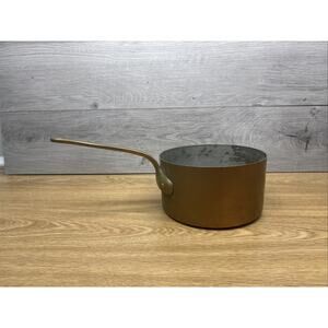 Vintage Bazar France New York 2 Qt Copper Saucepan tin Lined brass handle~no Lid